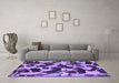 Machine Washable Abstract Purple Modern Area Rugs in a Living Room, wshabs977pur