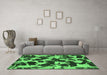 Machine Washable Abstract Emerald Green Modern Area Rugs in a Living Room,, wshabs977emgrn