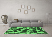 Machine Washable Abstract Emerald Green Modern Rug, wshabs977emgrn