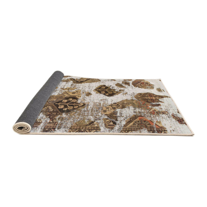 Sideview of Abstract Dark Gold Brown Modern Rug, abs978