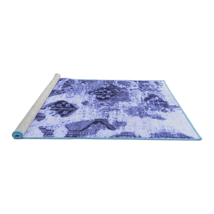 Sideview of Machine Washable Abstract Blue Modern Rug, wshabs978blu