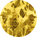 Round Abstract Yellow Modern Rug, abs978yw