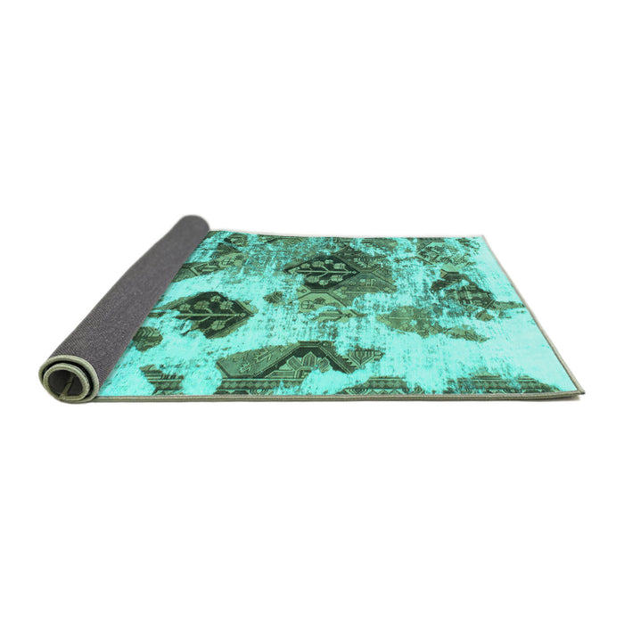 Sideview of Abstract Turquoise Modern Rug, abs978turq