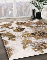 Abstract Dark Gold Brown Modern Rug, abs978