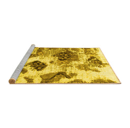 Sideview of Machine Washable Abstract Yellow Modern Rug, wshabs978yw