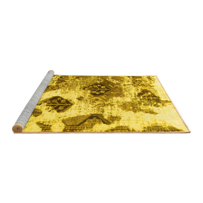 Sideview of Machine Washable Abstract Yellow Modern Rug, wshabs978yw