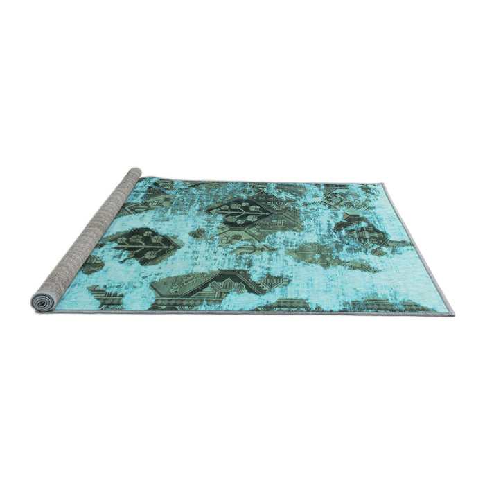 Sideview of Machine Washable Abstract Light Blue Modern Rug, wshabs978lblu