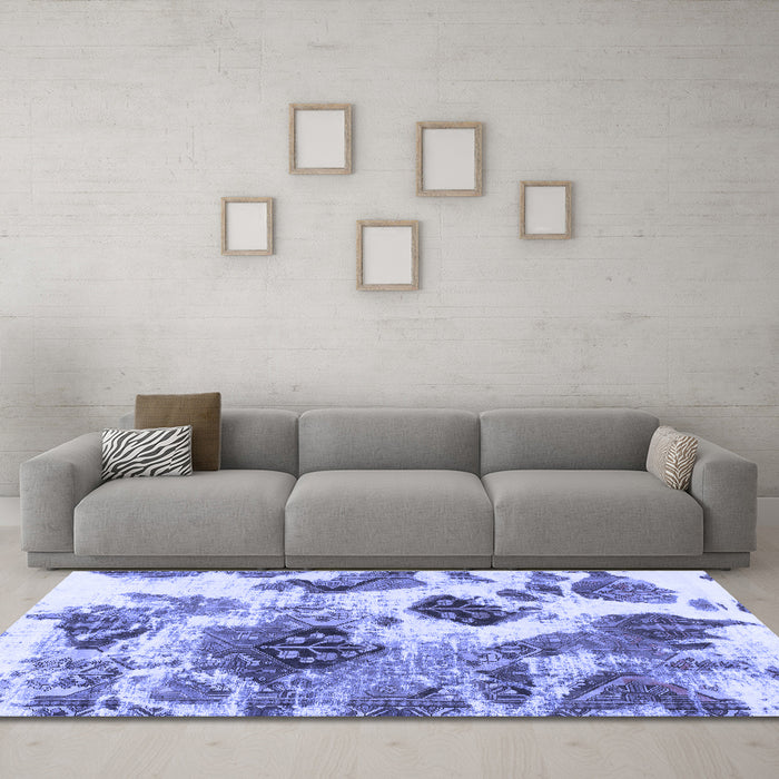 Machine Washable Abstract Blue Modern Rug in a Living Room, wshabs978blu