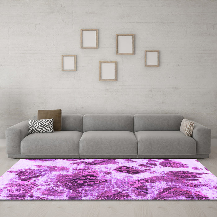 Machine Washable Abstract Purple Modern Area Rugs in a Living Room, wshabs978pur
