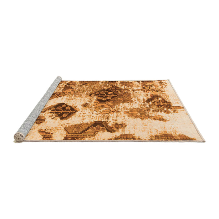 Sideview of Machine Washable Abstract Orange Modern Area Rugs, wshabs978org