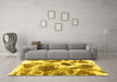 Machine Washable Abstract Yellow Modern Rug in a Living Room, wshabs978yw