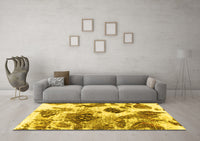 Machine Washable Abstract Yellow Modern Rug, wshabs978yw