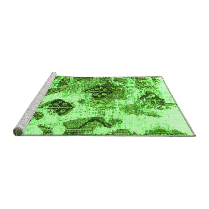 Sideview of Machine Washable Abstract Green Modern Area Rugs, wshabs978grn