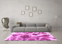 Machine Washable Abstract Pink Modern Rug, wshabs978pnk