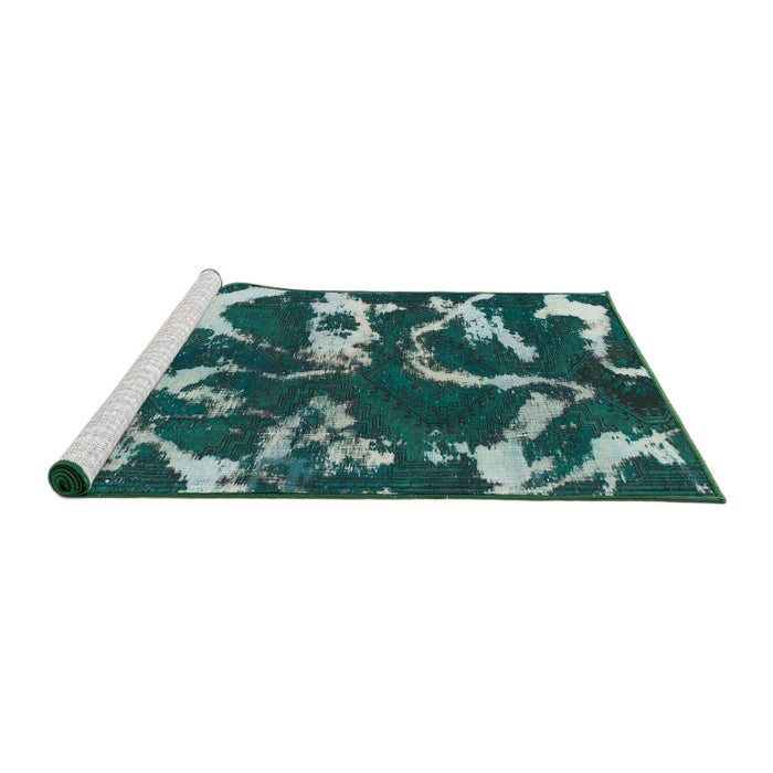 Sideview of Machine Washable Abstract Medium Aqua Marine Green Rug, wshabs979