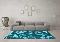 Machine Washable Abstract Light Blue Modern Rug, wshabs979lblu