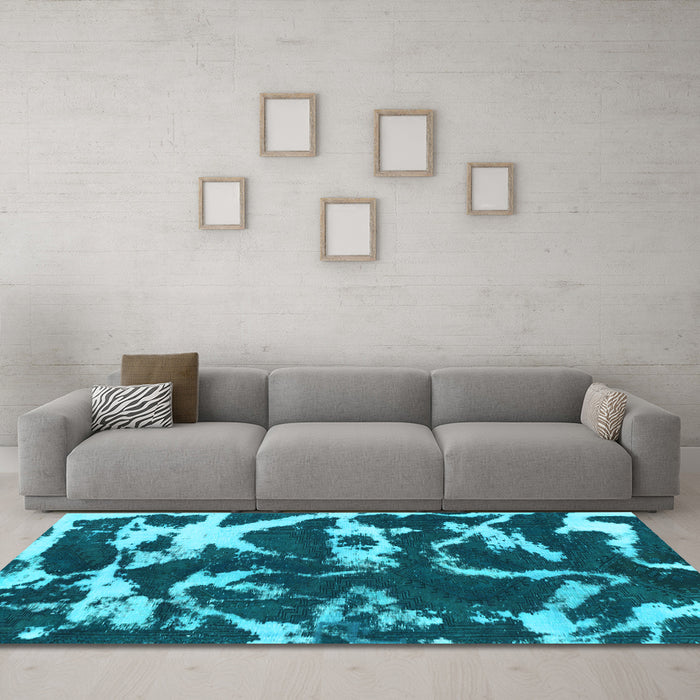 Machine Washable Abstract Light Blue Modern Rug in a Living Room, wshabs979lblu
