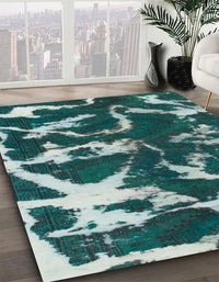 Abstract AquaMarine Green Modern Rug, abs979