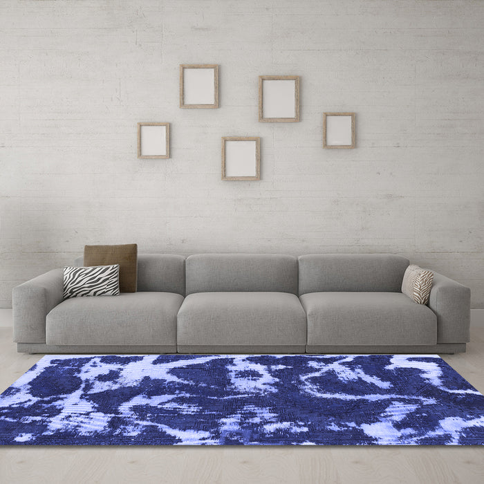 Machine Washable Abstract Blue Modern Rug in a Living Room, wshabs979blu