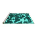 Sideview of Machine Washable Abstract Turquoise Modern Area Rugs, wshabs979turq