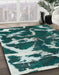 Machine Washable Abstract Medium Aqua Marine Green Rug in a Family Room, wshabs979