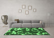 Machine Washable Abstract Emerald Green Modern Area Rugs in a Living Room,, wshabs979emgrn