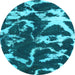 Round Machine Washable Abstract Light Blue Modern Rug, wshabs979lblu