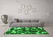 Machine Washable Abstract Green Modern Area Rugs in a Living Room,, wshabs979grn