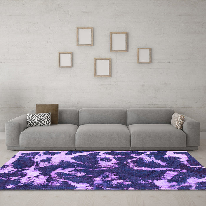 Machine Washable Abstract Purple Modern Area Rugs in a Living Room, wshabs979pur