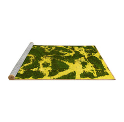 Sideview of Machine Washable Abstract Yellow Modern Rug, wshabs979yw