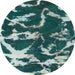 Round Abstract AquaMarine Green Modern Rug, abs979