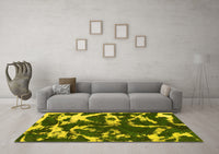 Machine Washable Abstract Yellow Modern Rug, wshabs979yw