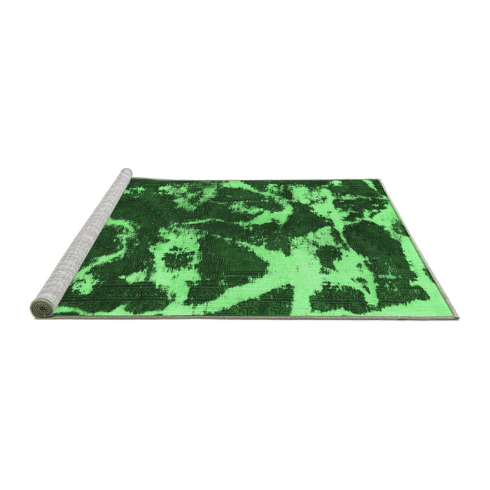 Sideview of Machine Washable Abstract Emerald Green Modern Area Rugs, wshabs979emgrn