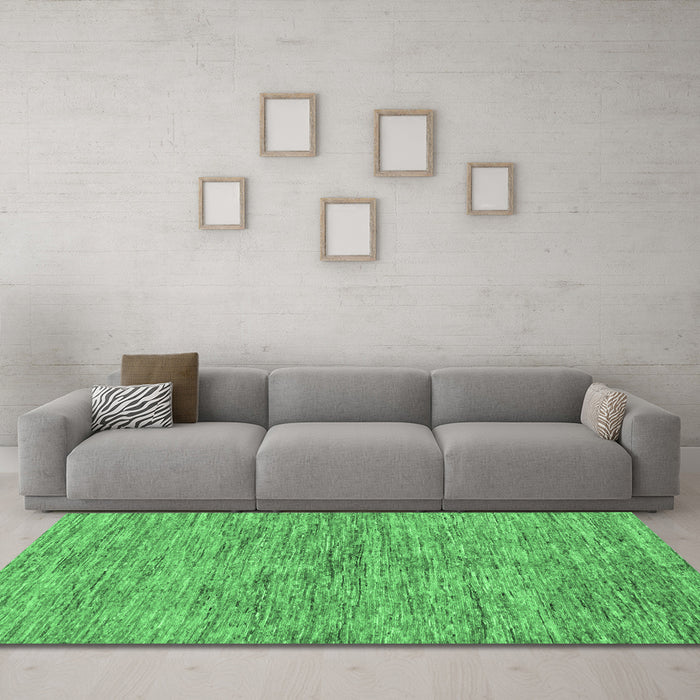 Machine Washable Abstract Emerald Green Modern Area Rugs in a Living Room,, wshabs97emgrn