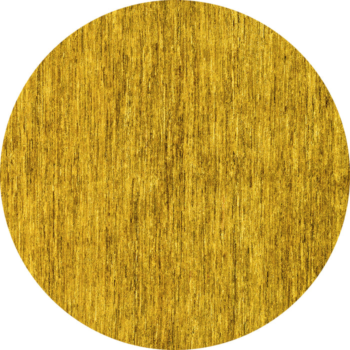 Round Machine Washable Abstract Yellow Modern Rug, wshabs97yw