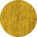 Round Machine Washable Abstract Yellow Modern Rug, wshabs97yw