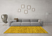 Machine Washable Abstract Yellow Modern Rug in a Living Room, wshabs97yw