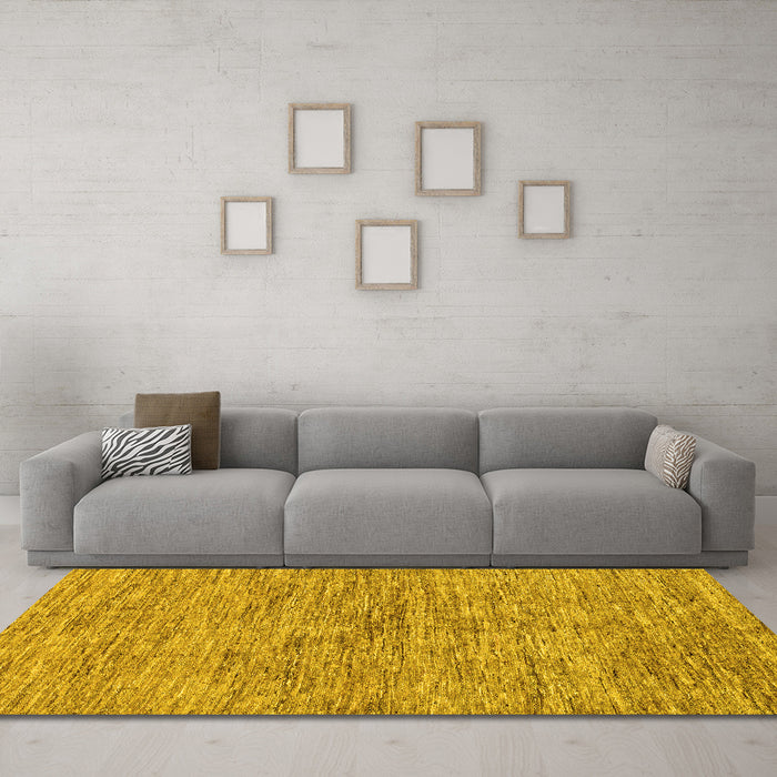 Machine Washable Abstract Yellow Modern Rug in a Living Room, wshabs97yw