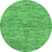 Round Abstract Emerald Green Modern Rug, abs97emgrn