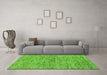 Machine Washable Abstract Green Modern Area Rugs in a Living Room,, wshabs97grn