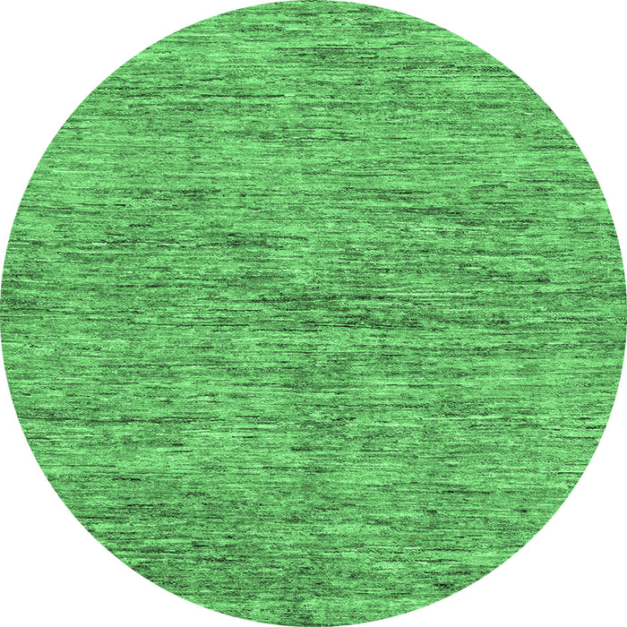 Round Machine Washable Abstract Emerald Green Modern Area Rugs, wshabs97emgrn