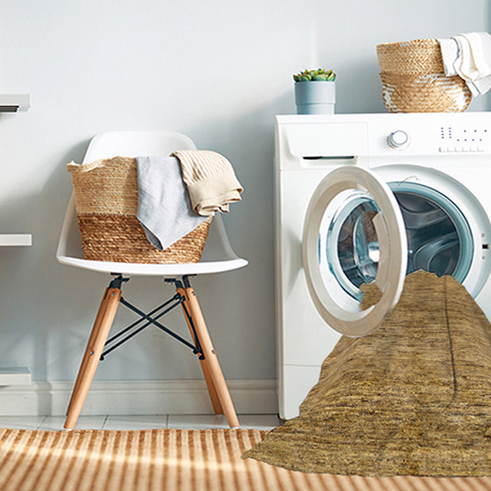 Machine Washable Abstract Orange Rug in a Washing Machine, wshabs97