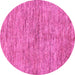 Round Machine Washable Abstract Pink Modern Rug, wshabs97pnk