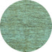 Round Abstract Light Blue Modern Rug, abs97lblu