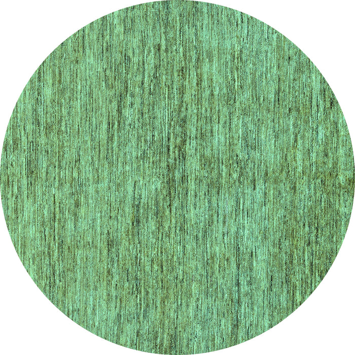 Round Machine Washable Abstract Turquoise Modern Area Rugs, wshabs97turq