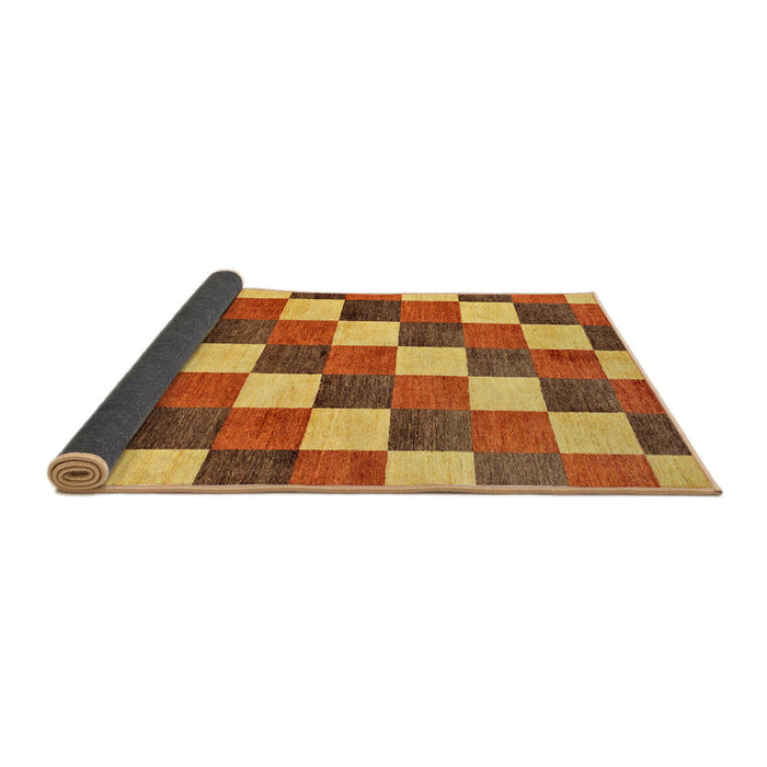 Sideview of Abstract Yellow Checkered Rug, abs98