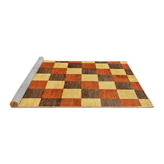 Sideview of Machine Washable Abstract Yellow Rug, wshabs98