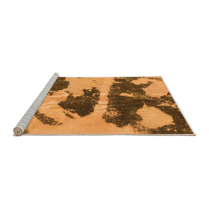 Sideview of Machine Washable Abstract Orange Modern Area Rugs, wshabs980org