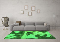 Machine Washable Abstract Green Modern Rug, wshabs980grn