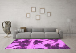 Machine Washable Abstract Pink Modern Rug in a Living Room, wshabs980pnk